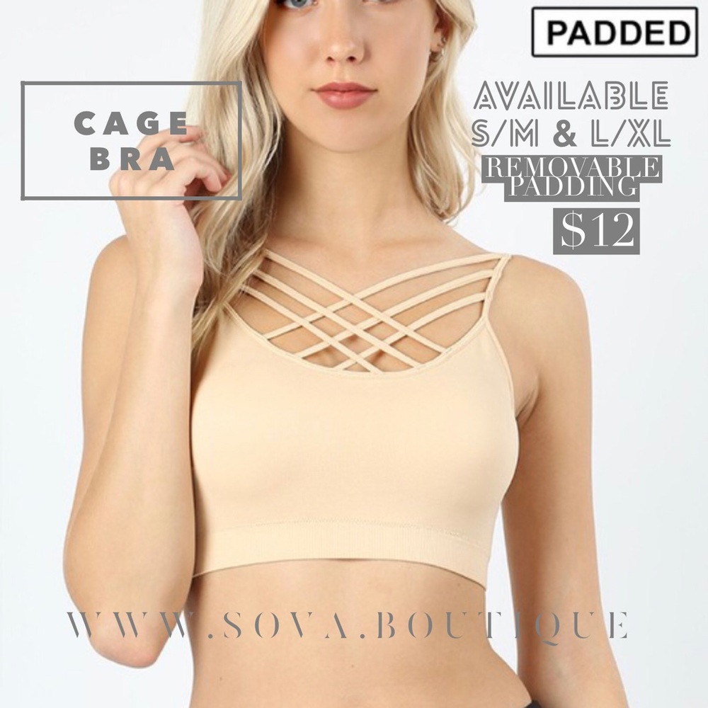Zenana Women’s Tan Cage Bralette / S/M